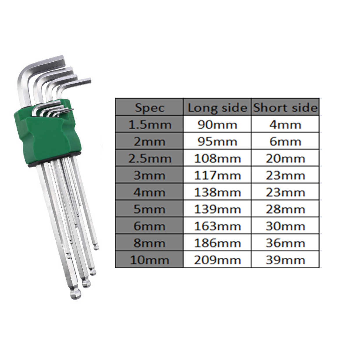 Κλειδιά long ALEN set (9 τεμ: 1.5mm, 2.0mm, 2.5mm, 3.00, 4.0mm, 5.0mm, 6.00mm, 8.00mm, 10.0mm)