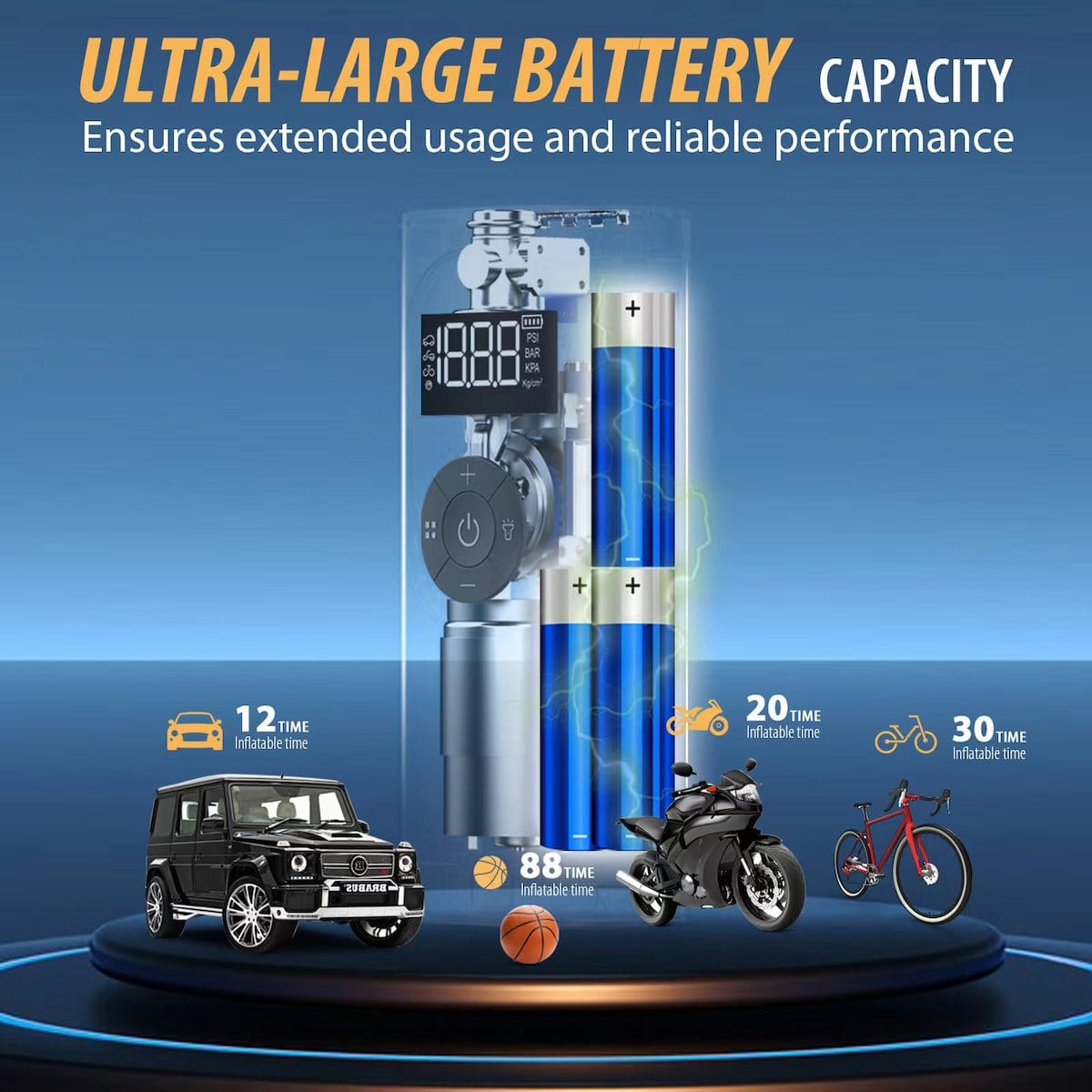 Φορητή Ηλεκτρική Τρόμπα Ελαστικών TCCBAC (TC-AP01) 150PSI Επαναφορτιζόμενη 12V - Image 4