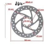 Δίσκος φρένων 160mm 6h ασημί [Ewheel]