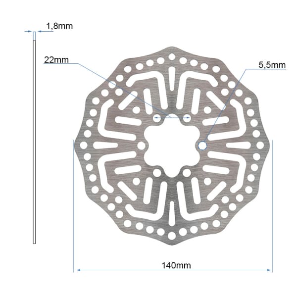 Δίσκος φρένων 140mm 6H για Kukirin G2 Pro [Ewheel]