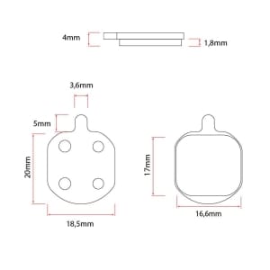 Τακάκια φρένων τετράγωνα ρητίνης με στρογγύλεμα [Ewheel]